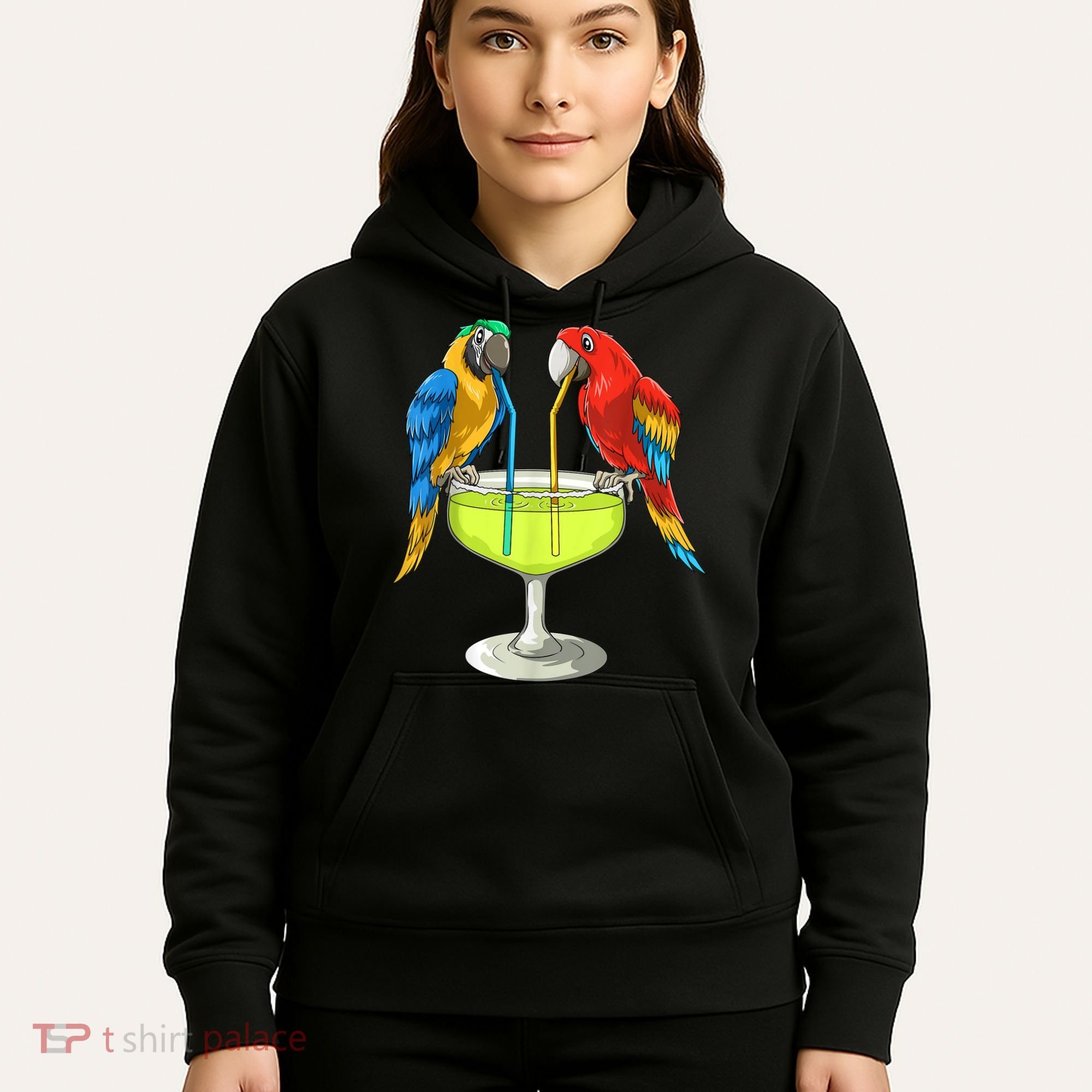 Parrots Drinking Margarita Hawaiian Vacation Beach Party Hoodie