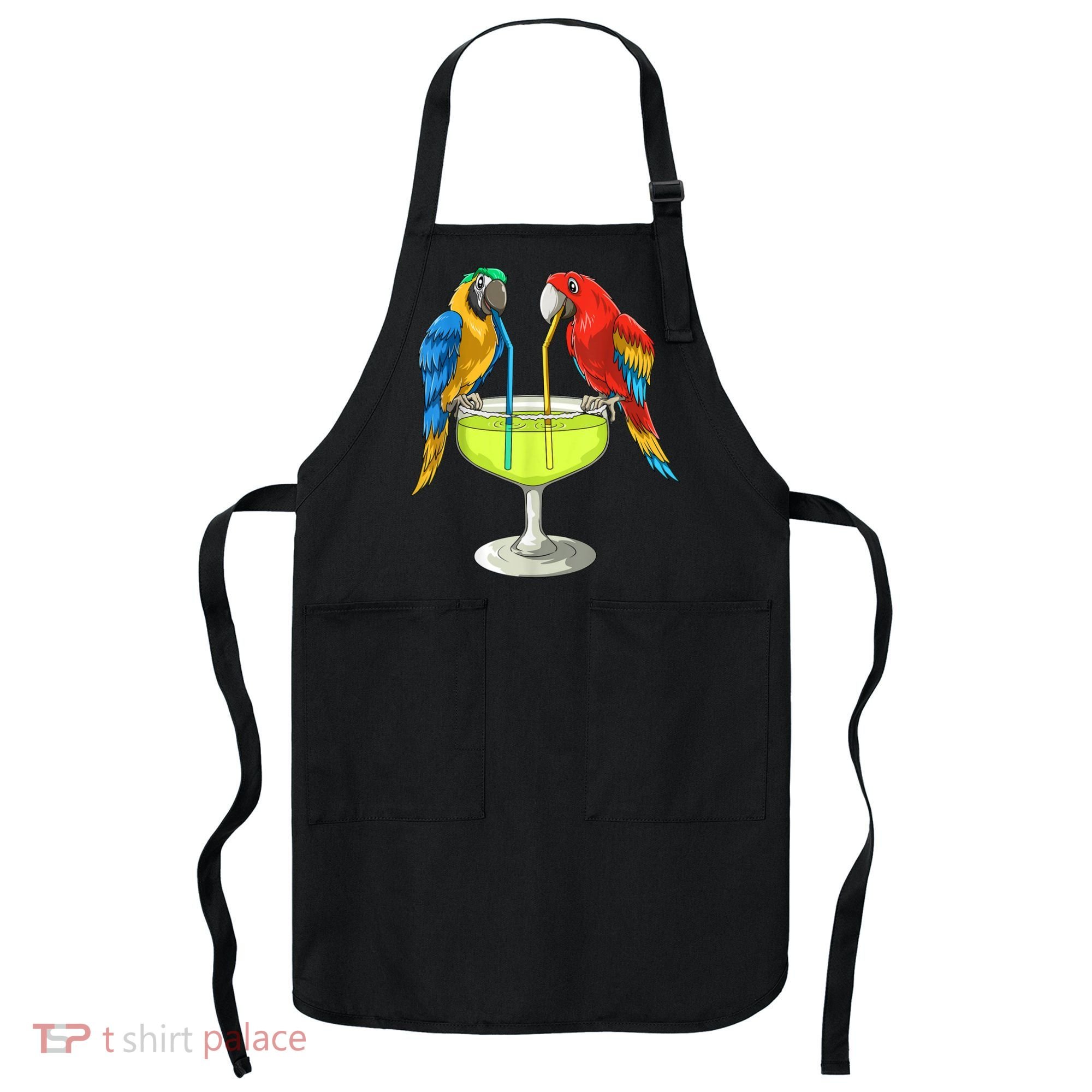 Parrots Drinking Margarita Hawaiian Vacation Beach Party Apron