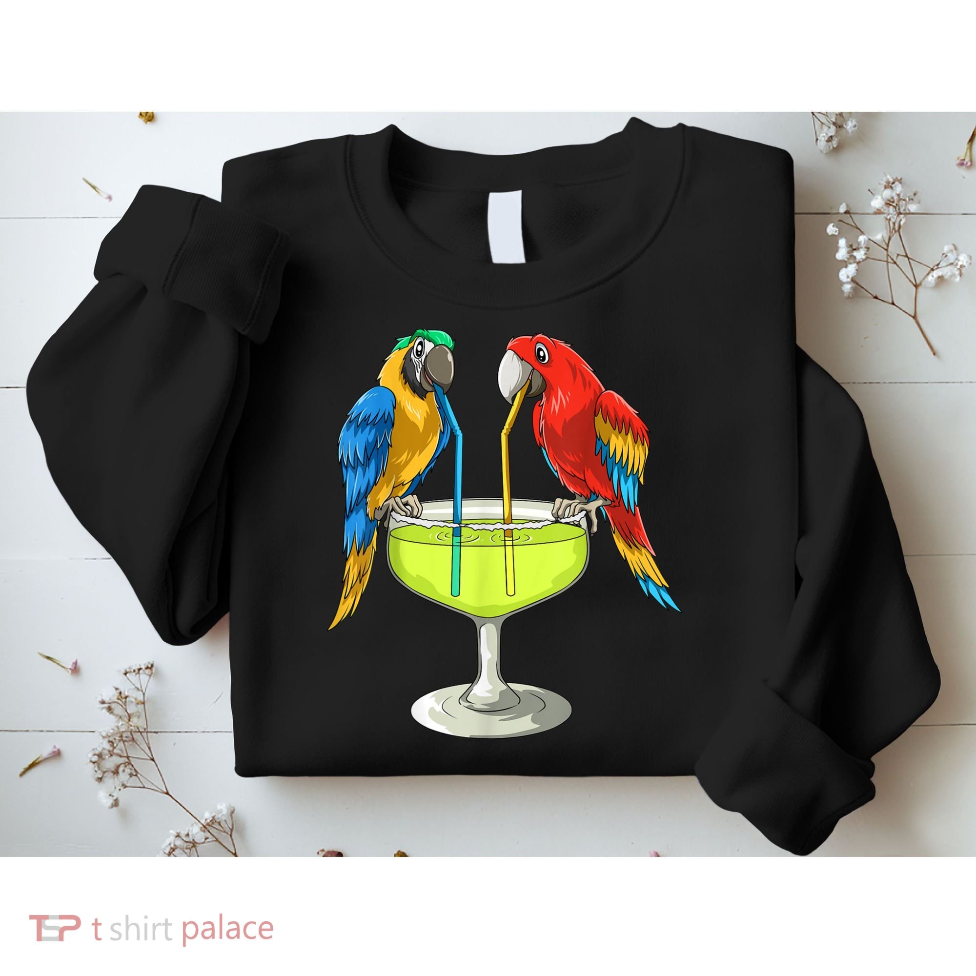 Parrots Drinking Margarita Hawaiian Vacation Beach Party Sweatshirt