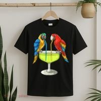 Parrots Drinking Margarita Hawaiian Vacation Beach Party T-Shirt thumb 2