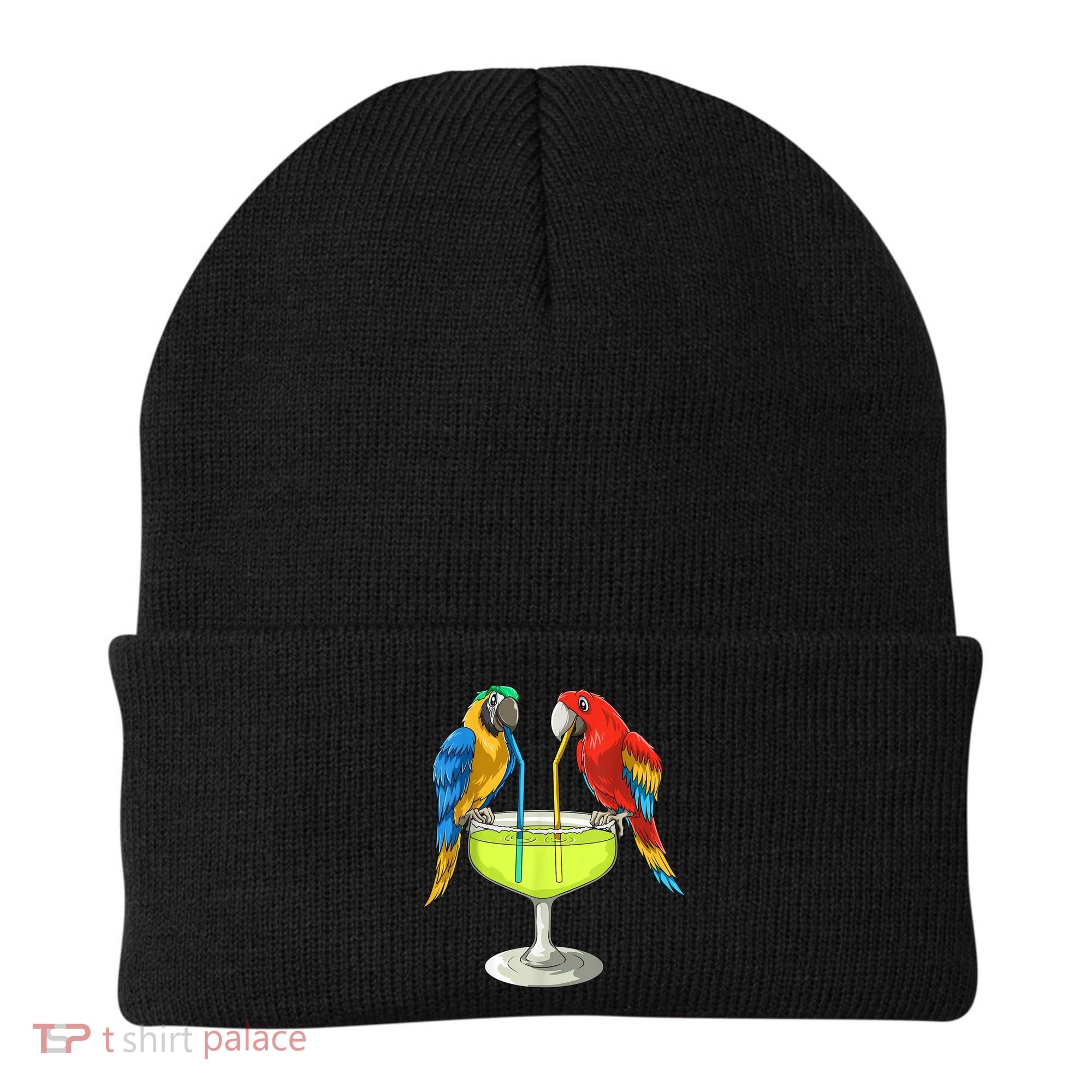 Parrots Drinking Margarita Hawaiian Vacation Beach Party Beanie