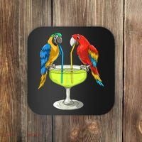 Parrots Drinking Margarita Hawaiian Vacation Beach Party Coaster thumb 0