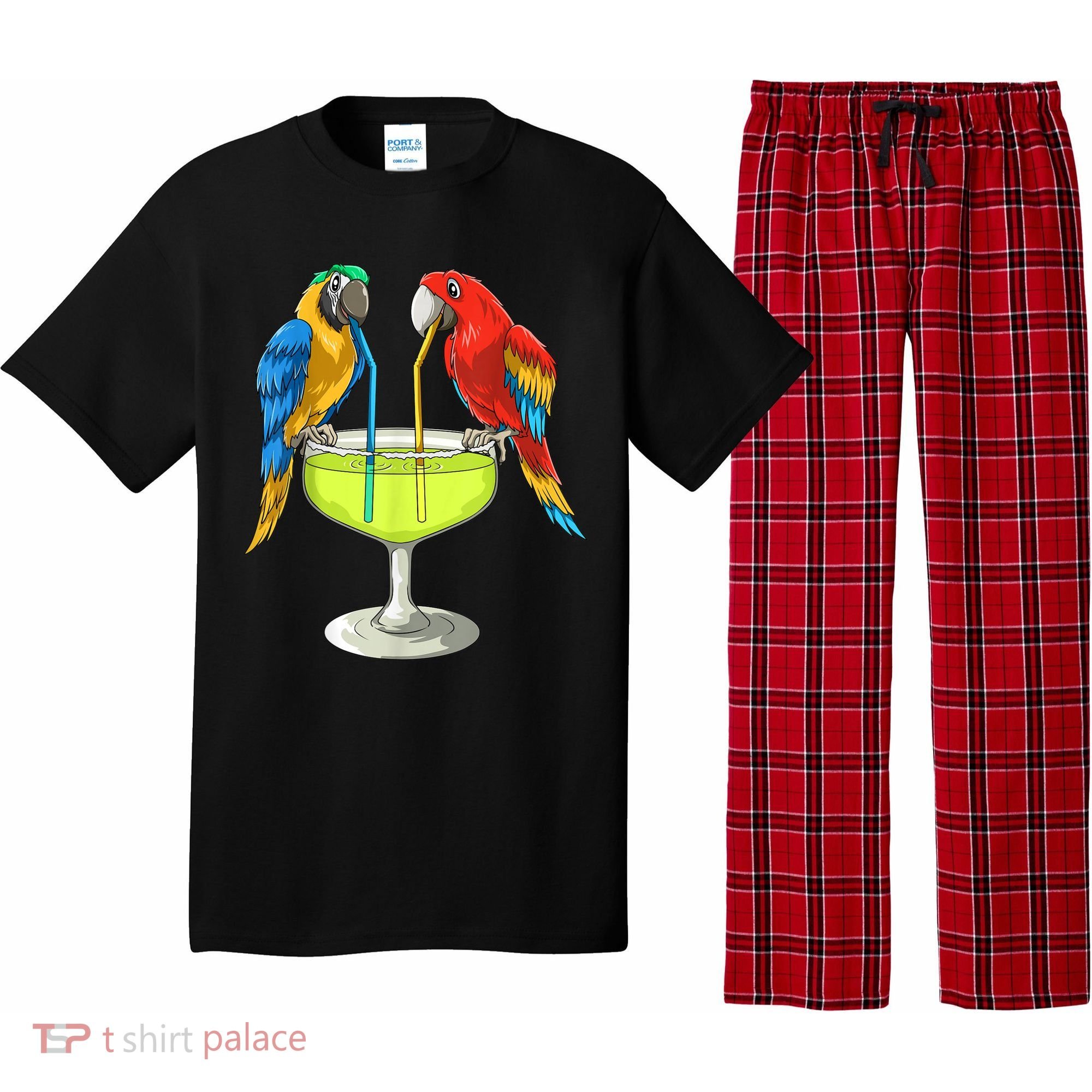 Parrots Drinking Margarita Hawaiian Vacation Beach Party Pajama Set