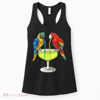 Parrots Drinking Margarita Hawaiian Vacation Beach Party Women's Tank Top thumb 0