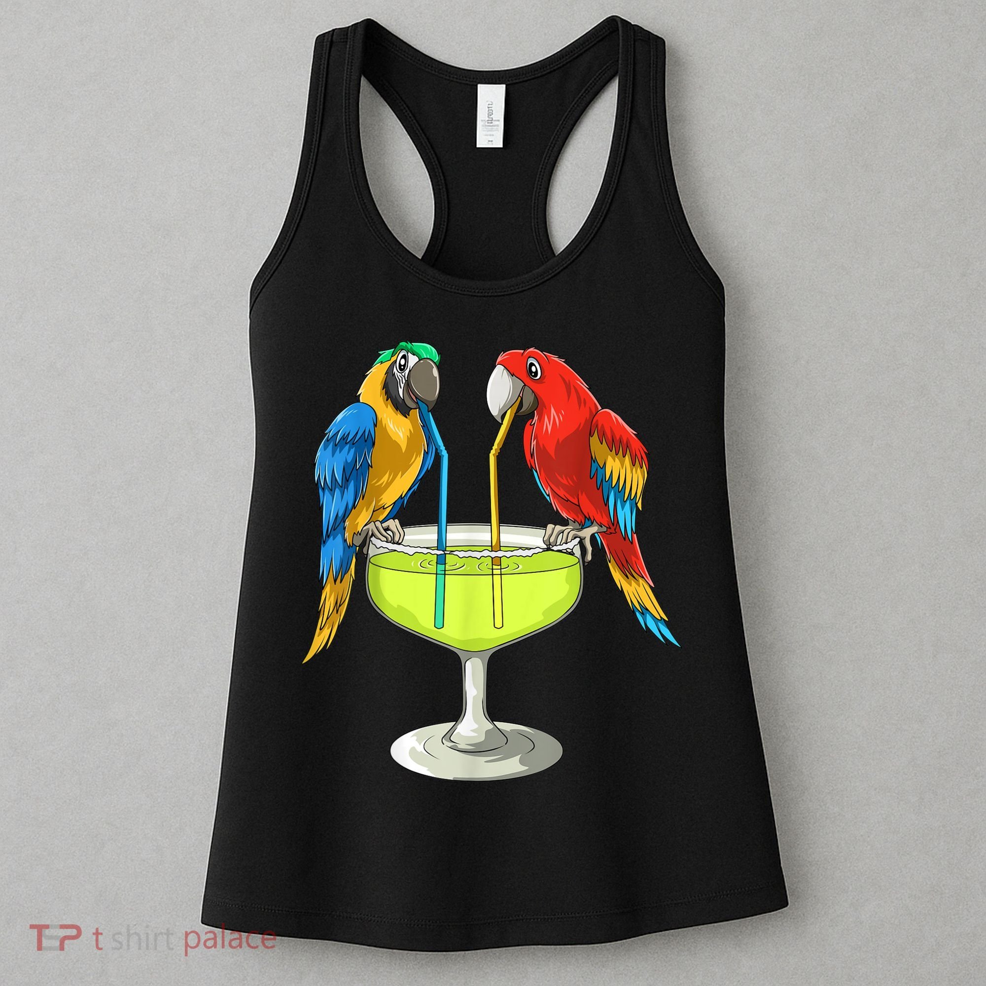 Parrots Drinking Margarita Hawaiian Vacation Beach Party Women's Tank Top