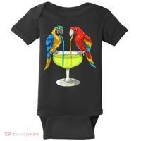 Parrots Drinking Margarita Hawaiian Vacation Beach Party Baby Bodysuit thumb 0