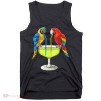 Parrots Drinking Margarita Hawaiian Vacation Beach Party Tank Top thumb 0