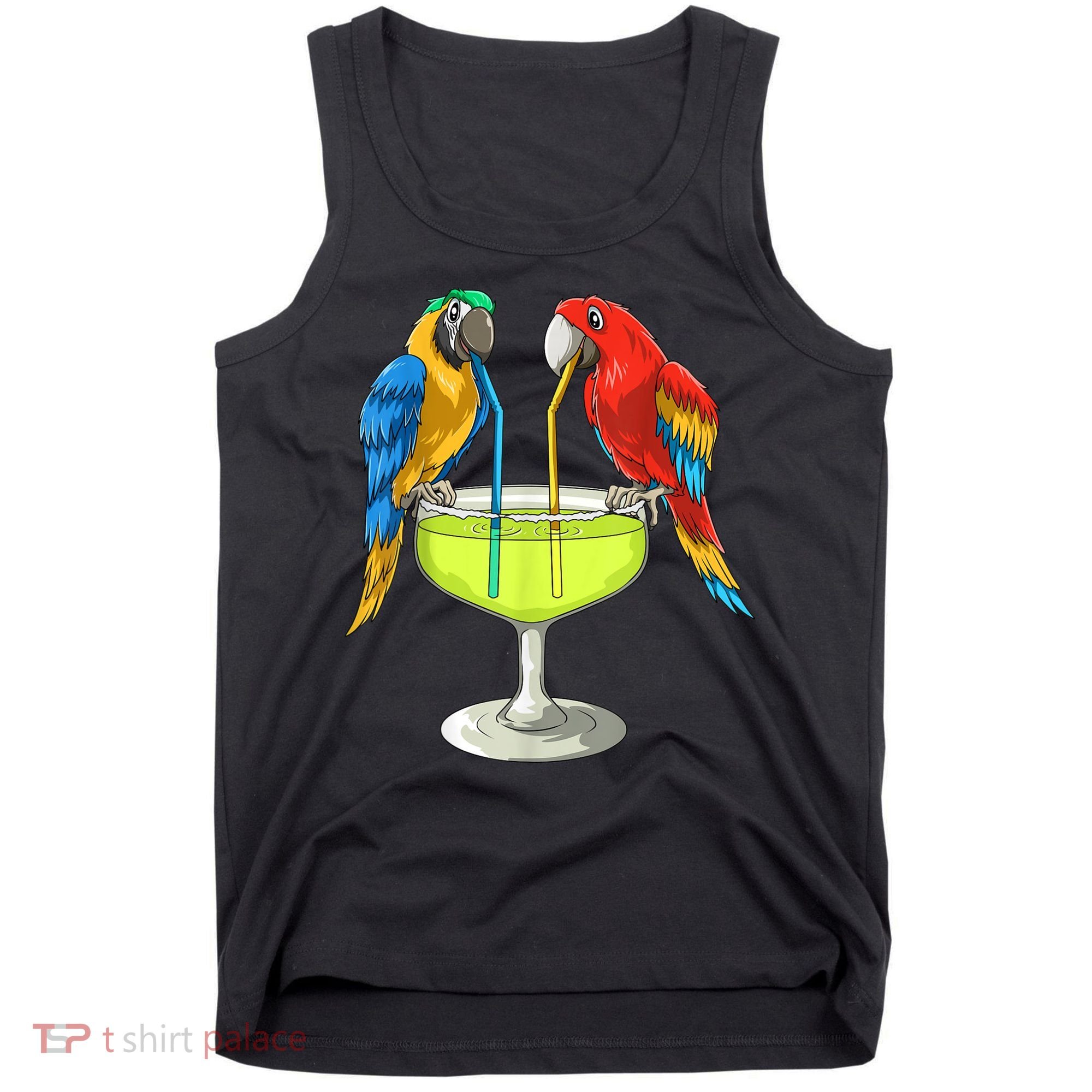 Parrots Drinking Margarita Hawaiian Vacation Beach Party Tank Top