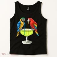 Parrots Drinking Margarita Hawaiian Vacation Beach Party Tank Top thumb 2