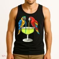 Parrots Drinking Margarita Hawaiian Vacation Beach Party Tank Top thumb 3