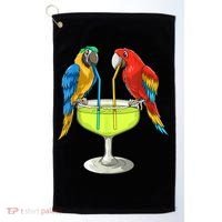 Parrots Drinking Margarita Hawaiian Vacation Beach Party Golf Towel thumb 0