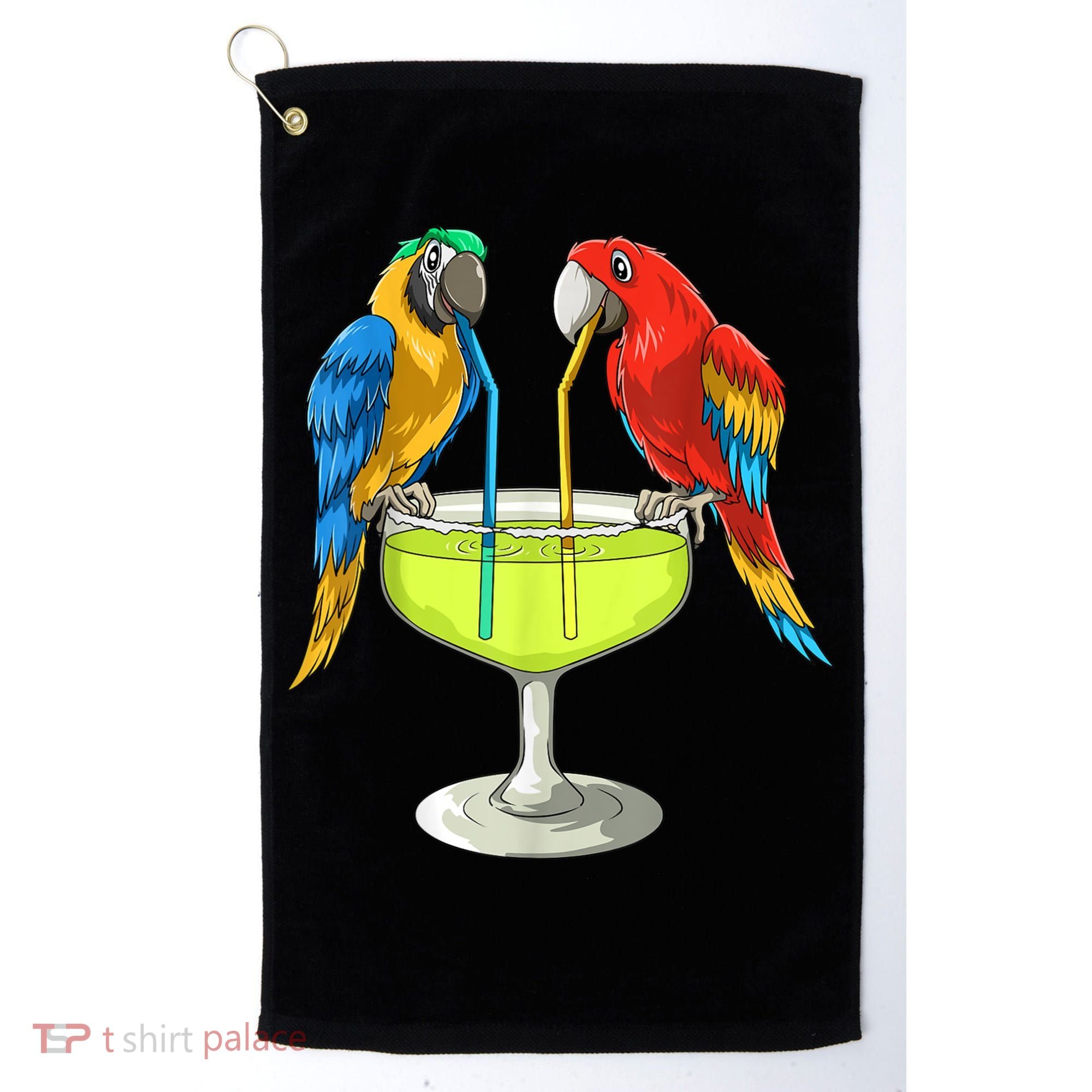 Parrots Drinking Margarita Hawaiian Vacation Beach Party Golf Towel