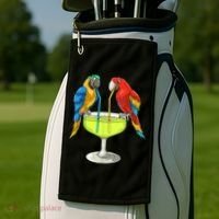 Parrots Drinking Margarita Hawaiian Vacation Beach Party Golf Towel thumb 2
