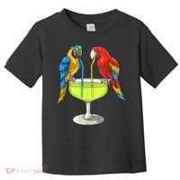 Parrots Drinking Margarita Hawaiian Vacation Beach Party Toddler T-Shirt thumb 0