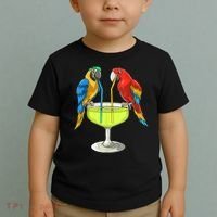 Parrots Drinking Margarita Hawaiian Vacation Beach Party Toddler T-Shirt thumb 2