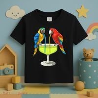 Parrots Drinking Margarita Hawaiian Vacation Beach Party Toddler T-Shirt thumb 3