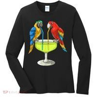 Parrots Drinking Margarita Hawaiian Vacation Beach Party Women's Long Sleeve Shirt thumb 0