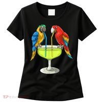 Parrots Drinking Margarita Hawaiian Vacation Beach Party Women's T-Shirt thumb 0