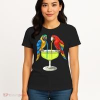 Parrots Drinking Margarita Hawaiian Vacation Beach Party Women's T-Shirt thumb 4