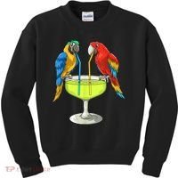 Parrots Drinking Margarita Hawaiian Vacation Beach Party Kids Sweatshirt thumb 0
