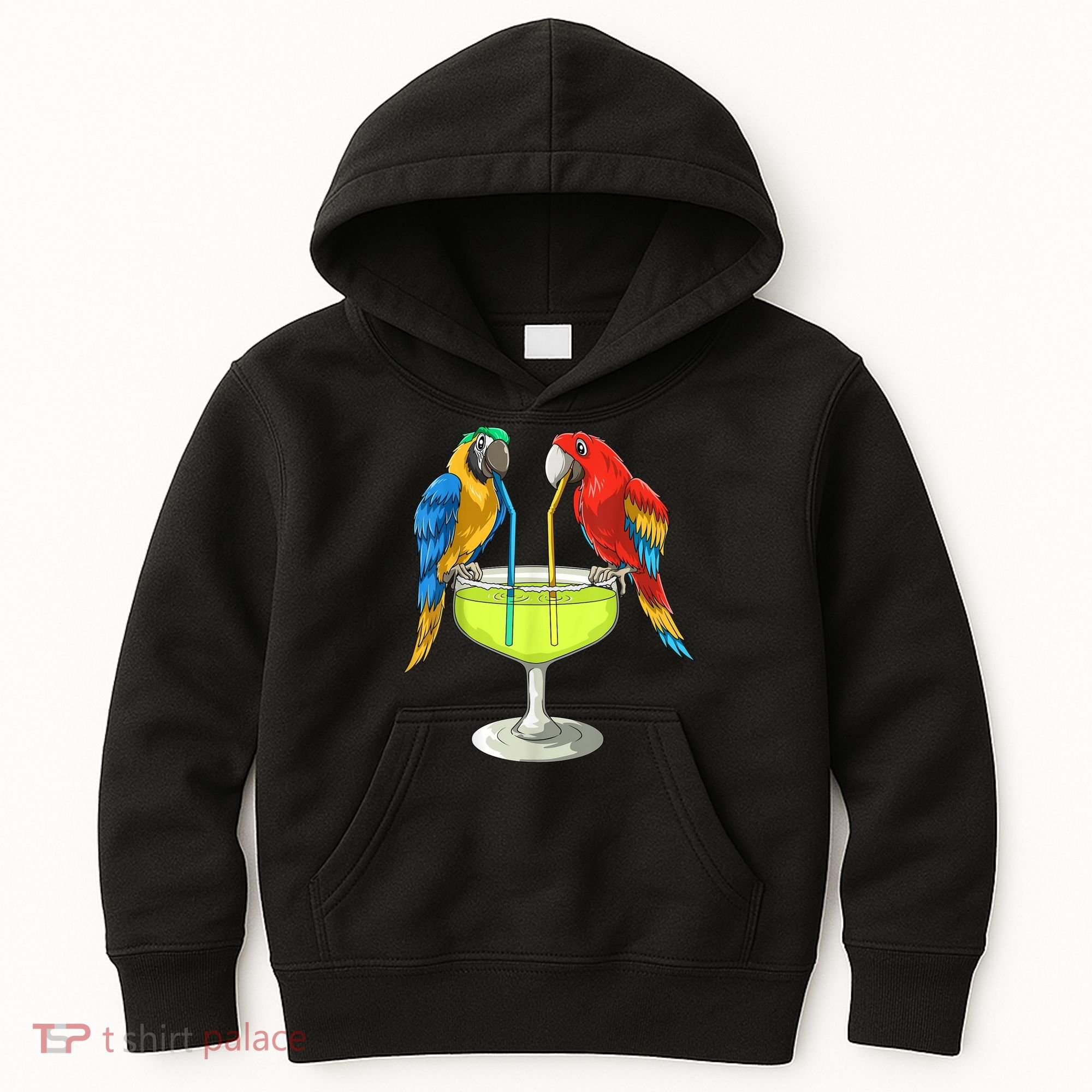 Parrots Drinking Margarita Hawaiian Vacation Beach Party Kids Hoodie
