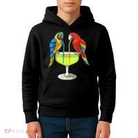 Parrots Drinking Margarita Hawaiian Vacation Beach Party Kids Hoodie thumb 4