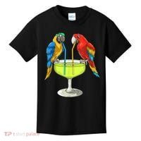 Parrots Drinking Margarita Hawaiian Vacation Beach Party Kids T-Shirt thumb 0