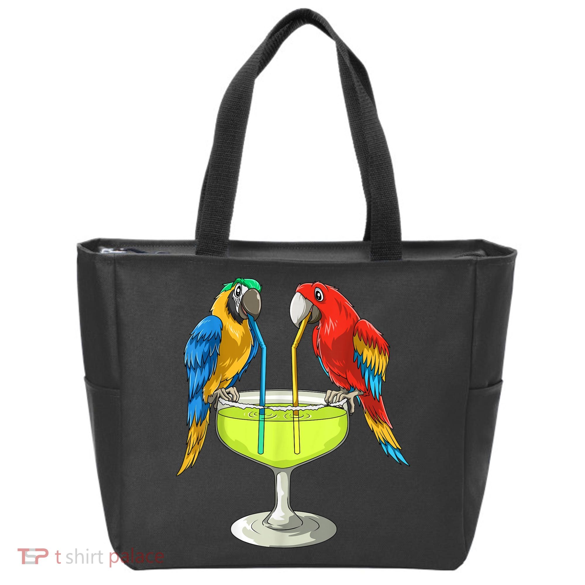 Parrots Drinking Margarita Hawaiian Vacation Beach Party Tote Bag