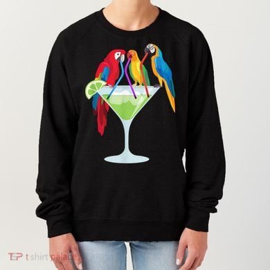 Parrots Drinking Margarita Tropical Vacation Hawaiian Birds Women's Sweatshirt