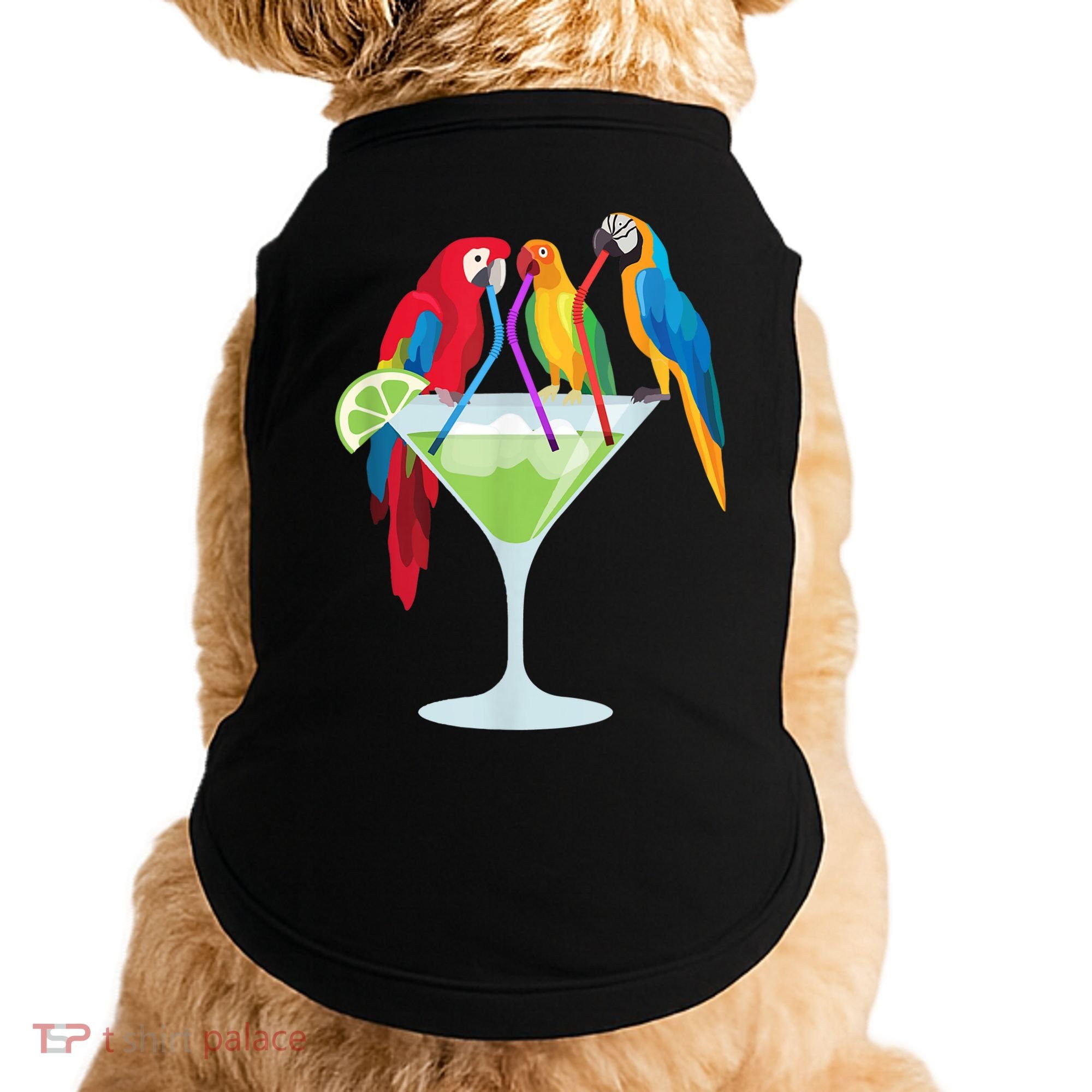 Parrots Drinking Margarita Tropical Vacation Hawaiian Birds Doggie Tank