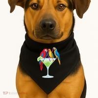 Parrots Drinking Margarita Tropical Vacation Hawaiian Birds USA-Made Doggie Bandana thumb 1