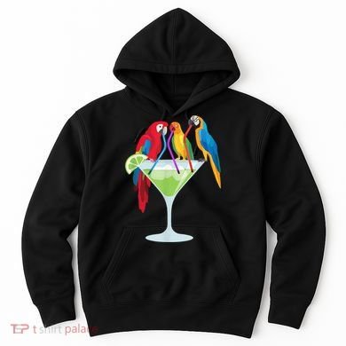 Parrots Drinking Margarita Tropical Vacation Hawaiian Birds Hoodie