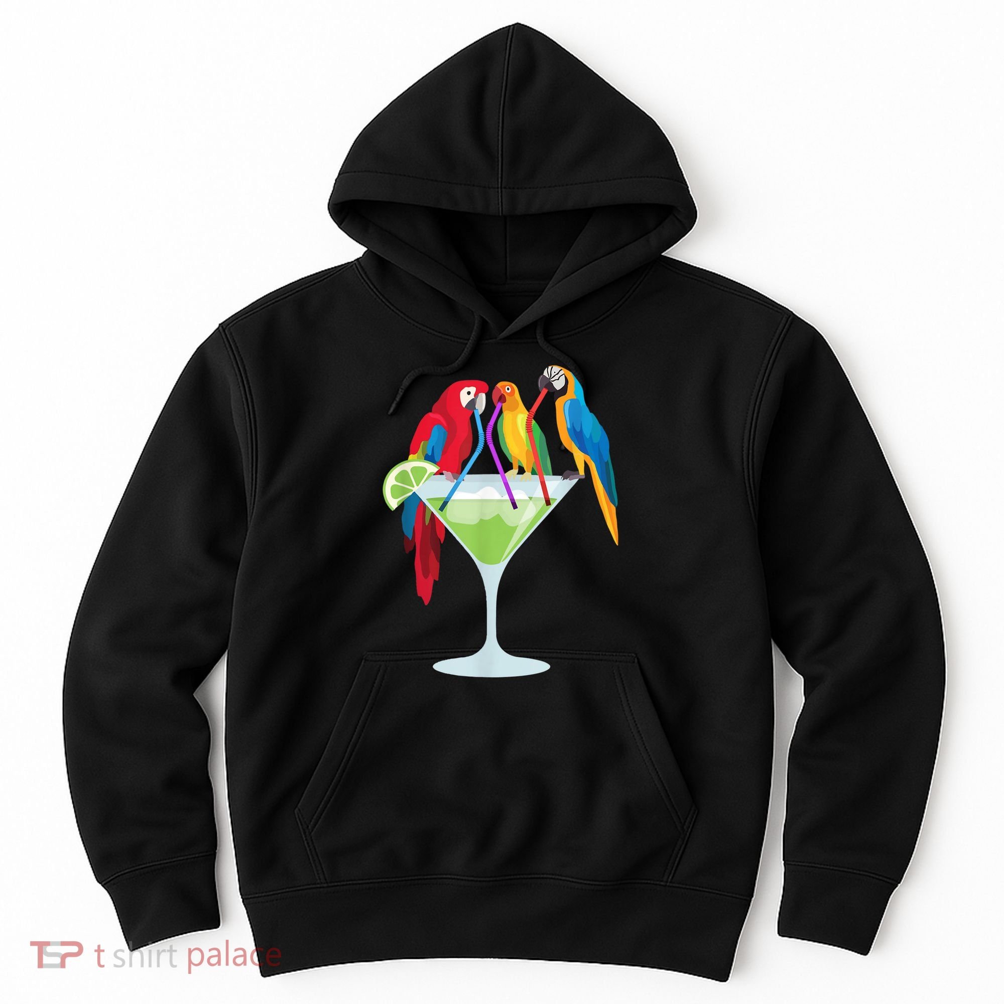 Parrots Drinking Margarita Tropical Vacation Hawaiian Birds Hoodie