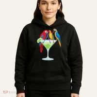 Parrots Drinking Margarita Tropical Vacation Hawaiian Birds Hoodie thumb 5