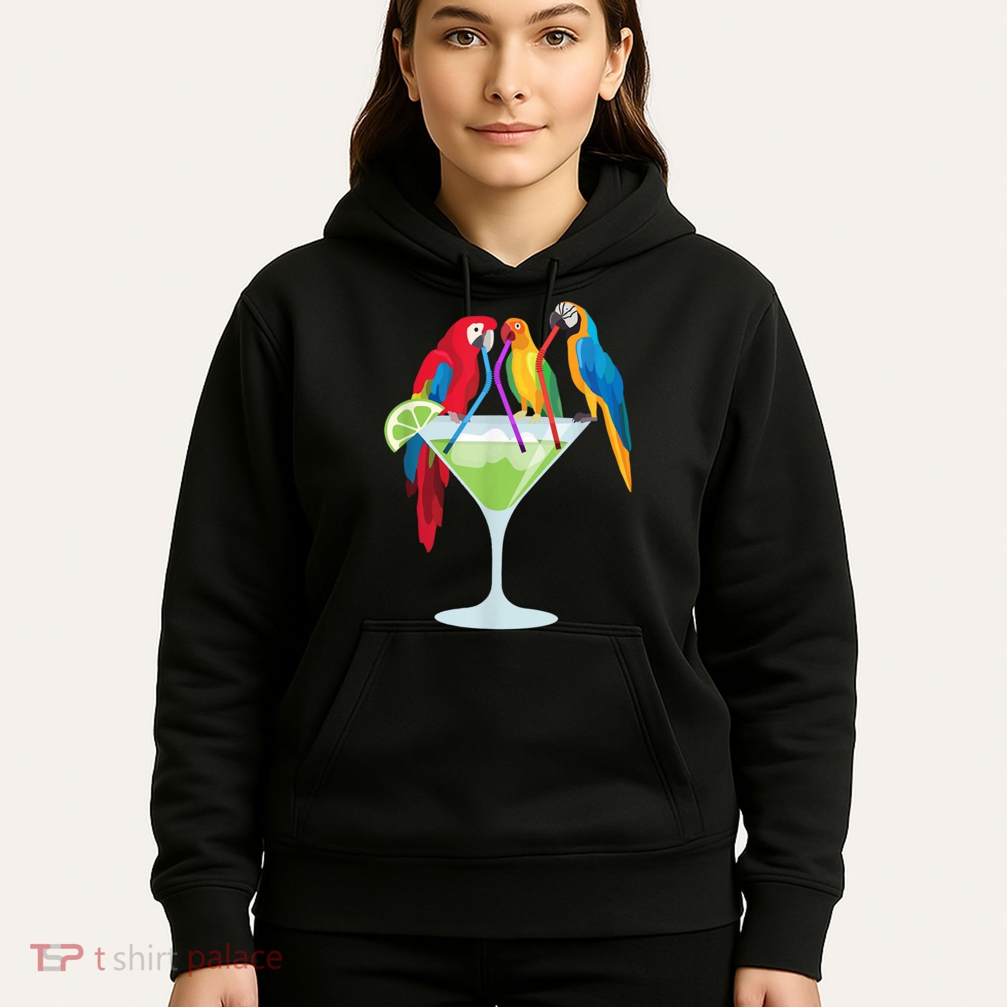 Parrots Drinking Margarita Tropical Vacation Hawaiian Birds Hoodie