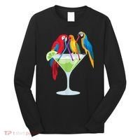 Parrots Drinking Margarita Tropical Vacation Hawaiian Birds Long Sleeve Shirt thumb 0