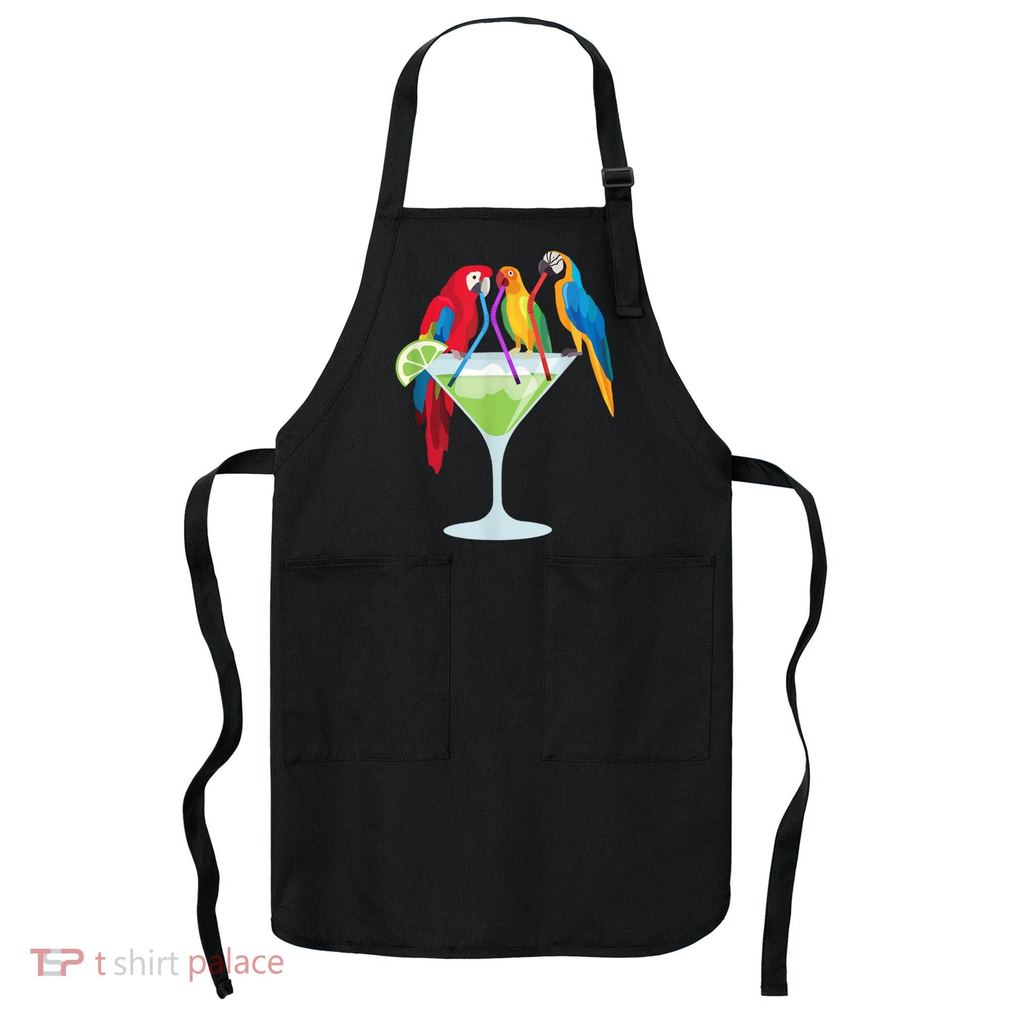Parrots Drinking Margarita Tropical Vacation Hawaiian Birds Apron