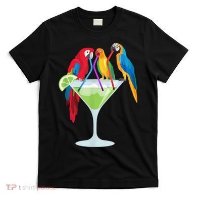 Parrots Drinking Margarita Tropical Vacation Hawaiian Birds T-Shirt
