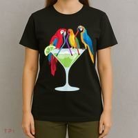 Parrots Drinking Margarita Tropical Vacation Hawaiian Birds T-Shirt thumb 4