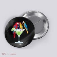 Parrots Drinking Margarita Tropical Vacation Hawaiian Birds Button thumb 0