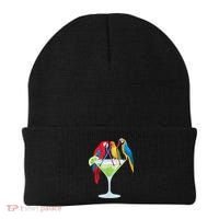Parrots Drinking Margarita Tropical Vacation Hawaiian Birds Beanie thumb 0