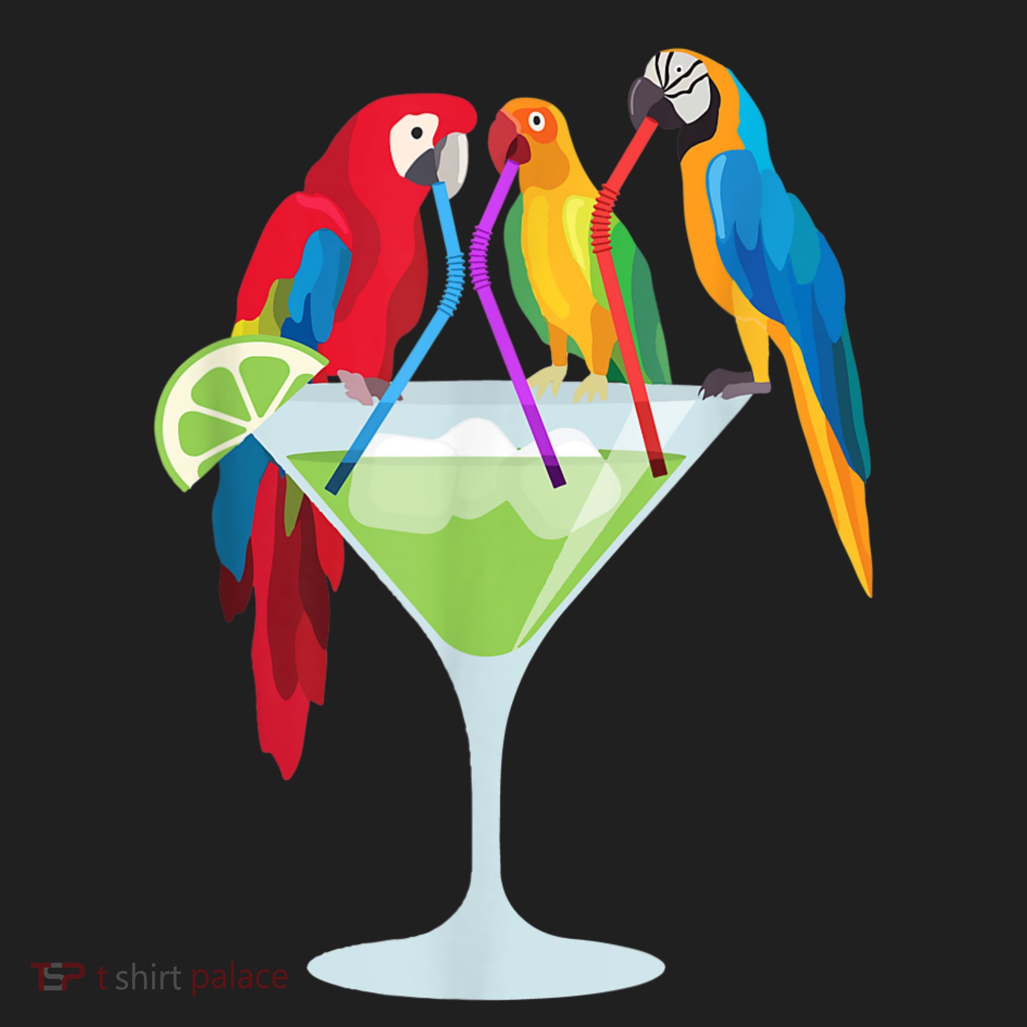 Parrots Drinking Margarita Tropical Vacation Hawaiian Birds Beanie