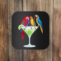 Parrots Drinking Margarita Tropical Vacation Hawaiian Birds Coaster thumb 0