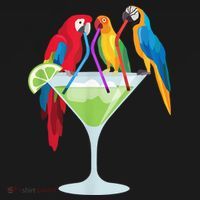Parrots Drinking Margarita Tropical Vacation Hawaiian Birds Pajama Set thumb 2