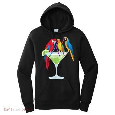 Parrots Drinking Margarita Tropical Vacation Hawaiian Birds Women's Hoodie