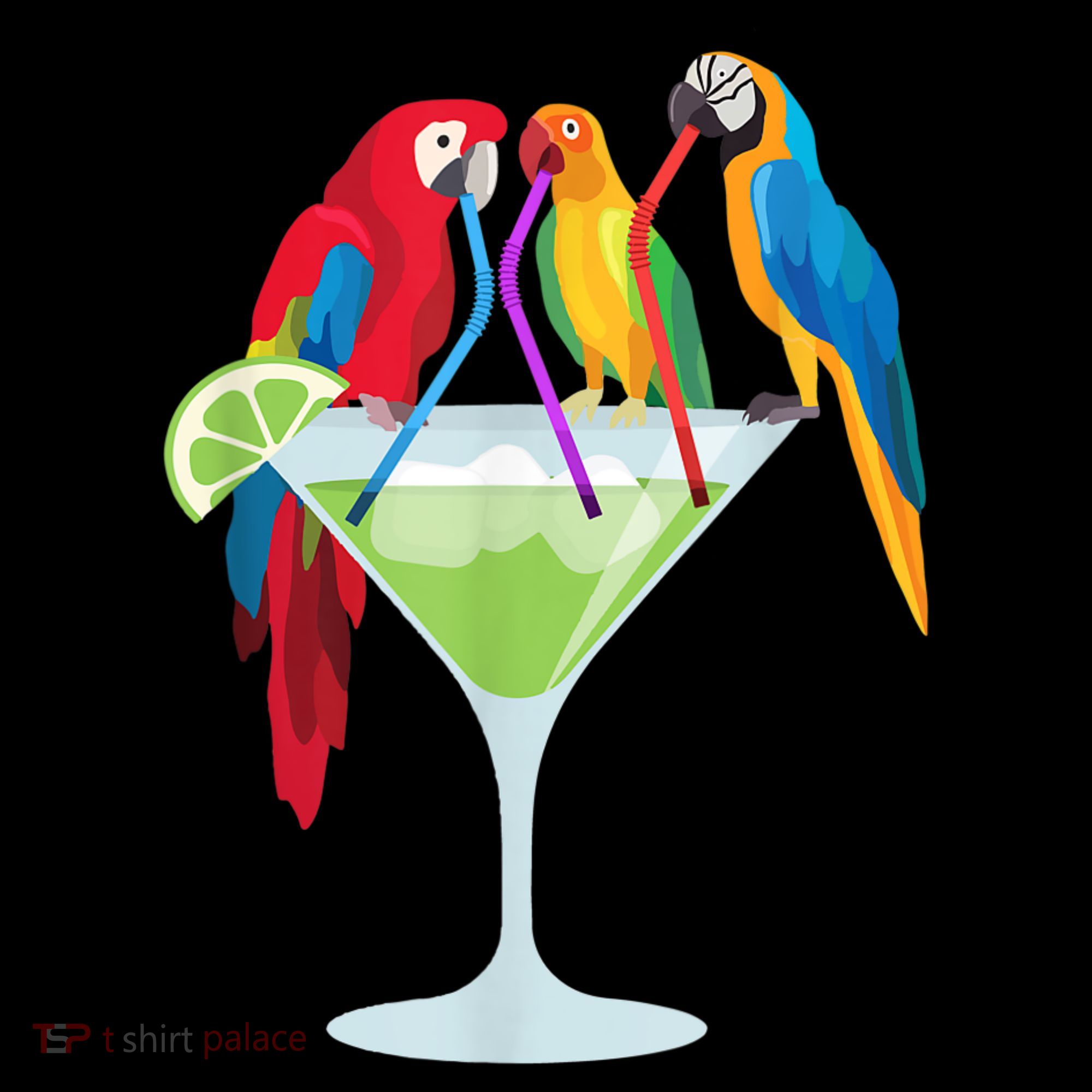 Parrots Drinking Margarita Tropical Vacation Hawaiian Birds Women's Hoodie