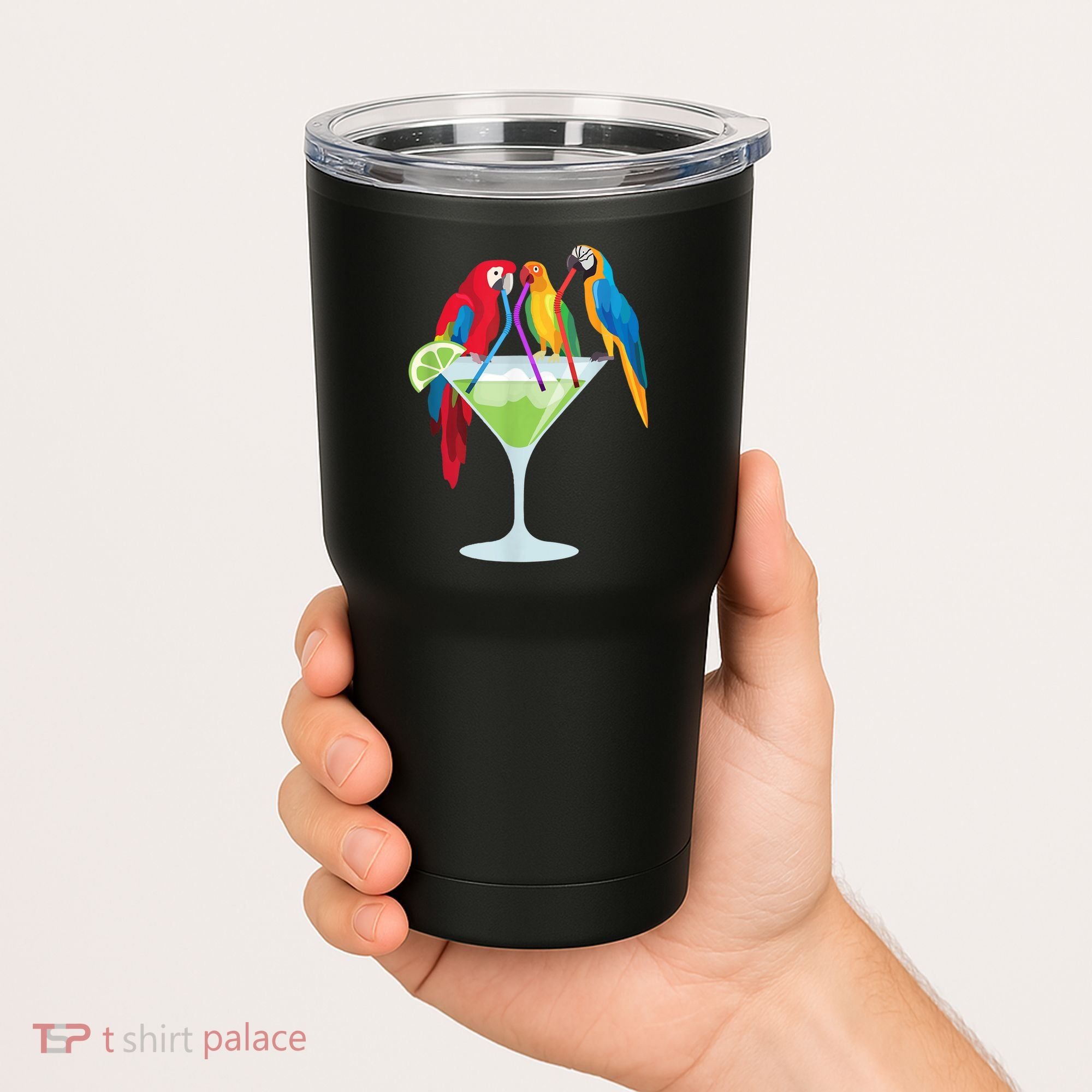 Parrots Drinking Margarita Tropical Vacation Hawaiian Birds Tumbler