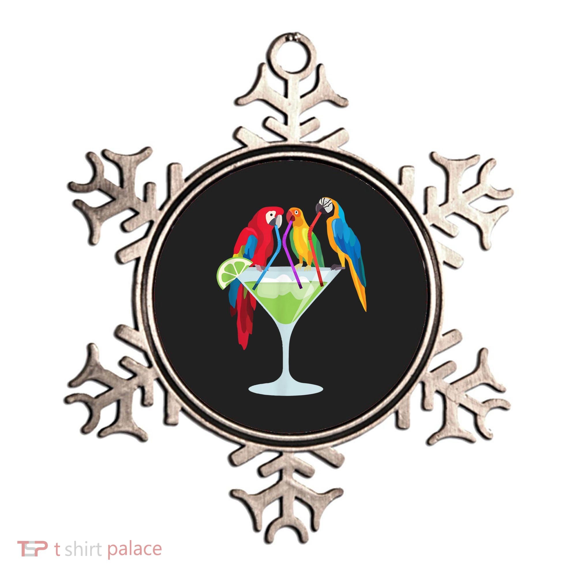 Parrots Drinking Margarita Tropical Vacation Hawaiian Birds Ornament