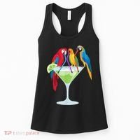 Parrots Drinking Margarita Tropical Vacation Hawaiian Birds Women's Tank Top thumb 0