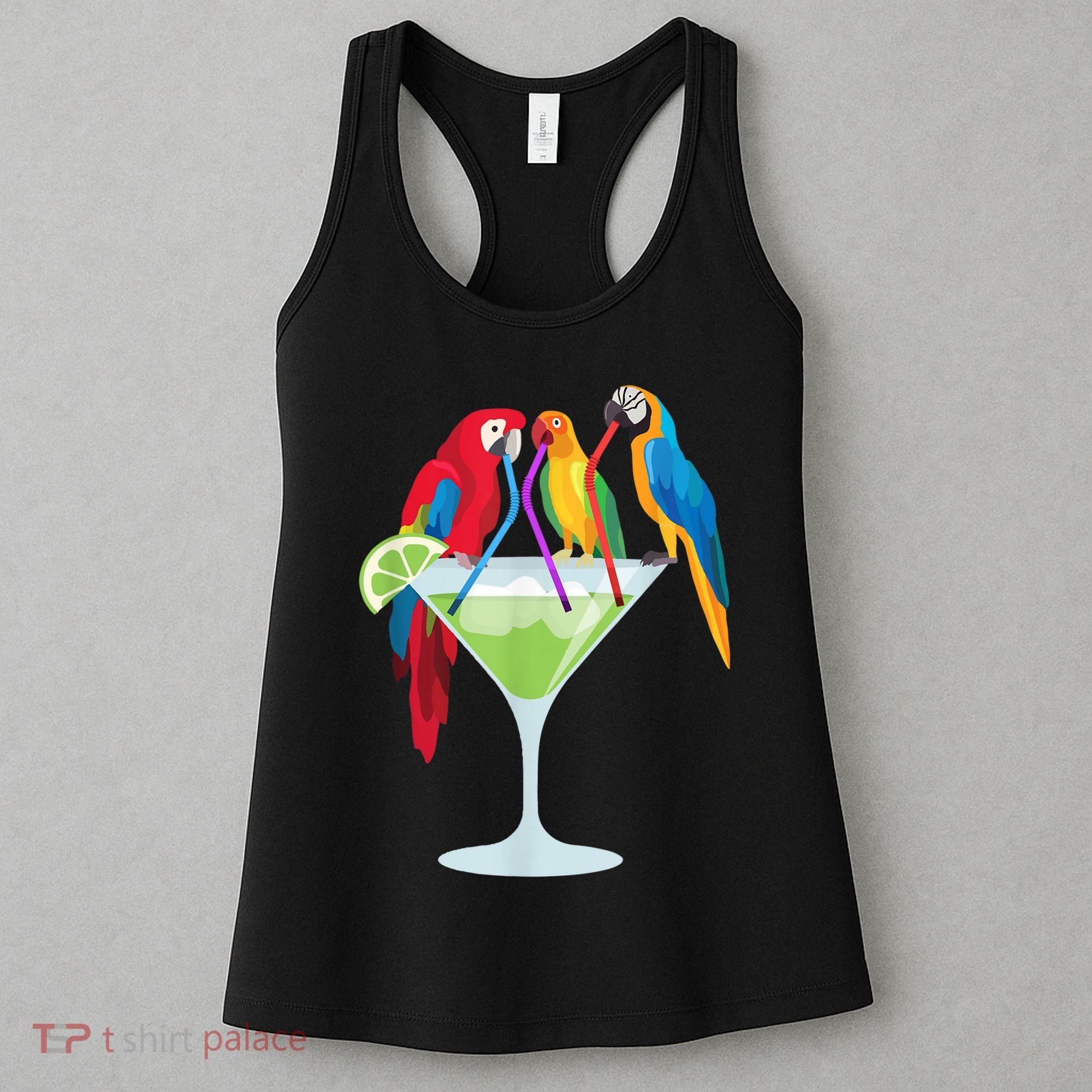 Parrots Drinking Margarita Tropical Vacation Hawaiian Birds Women's Tank Top